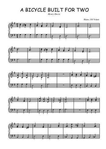 Téléchargez l'arrangement pour piano de la partition de A bicycle built for two en PDF